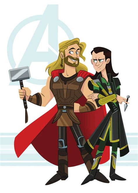 two cartoon characters dressed as thor and loki