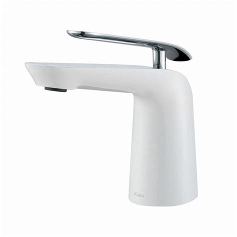 White on white on white is cleverly broken up by a slight grey streak through the bathroom floor as can be seen in the faucets and towel racks bring depth and definition to the very white bathroom. KRAUS Seda Single Hole Single-Handle Basin Bathroom Faucet ...