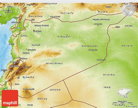 Physical 3d Map Of Syria