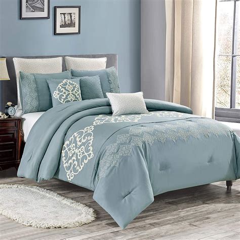 Sapphire Home Luxury Piece Full Queen Comforter Set With Shams And Cushions Classy Slate