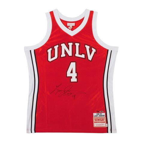 Larry Johnson Signed Authentic Mitchell And Ness Unlv Home Jersey Le 25