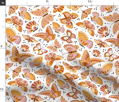 Burnt Orange Butterflies Fabric Butterflies Limited Palette By