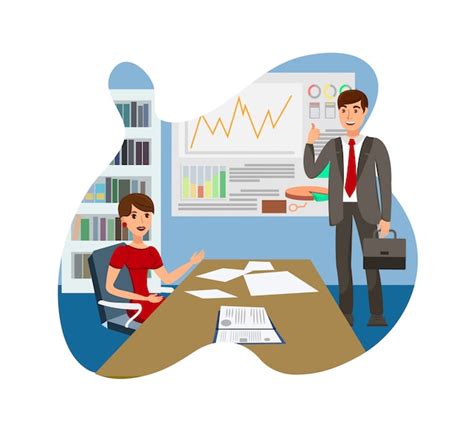 Businesswoman With Personal Assistant Illustration Premium Vector