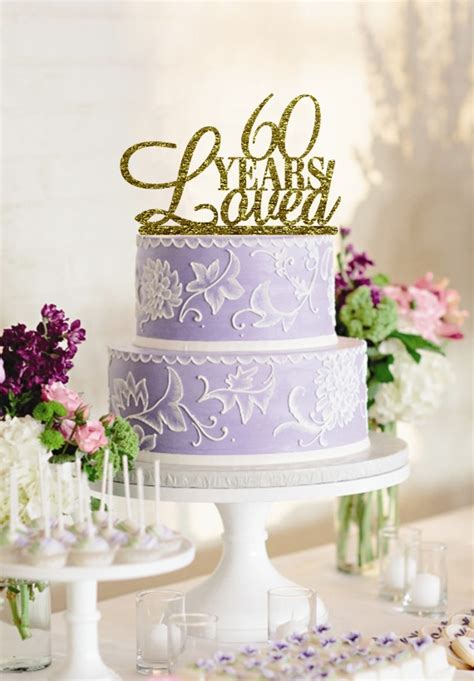 Discount99.us has been visited by 1m+ users in the past month 60 Years Loved Acrylic Gold Glitter Wedding Cake Topper ...