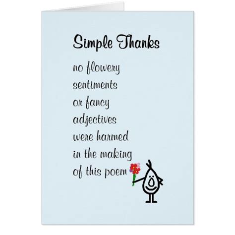 Simple Thanks A Funny Thank You Poem Card