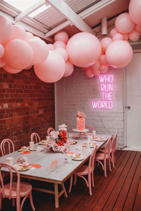 modern pink girls run the world birthday party table on kara s party idea… birthday party