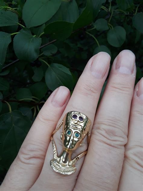 14k Gold Egyptian Queen Nefertiti Ring Fabulous Rare Etsy