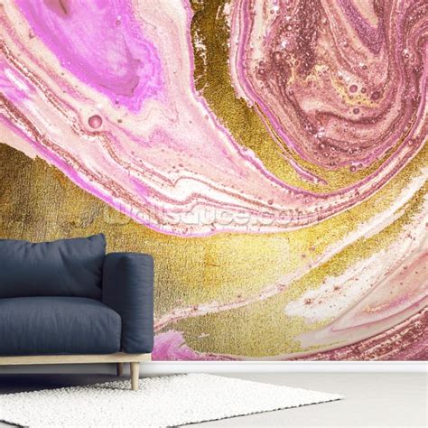 Pink Pastel Agate Marble Mural By Lara Skinner Wallsauce Us