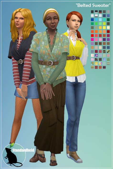 Recolor Of Elliesimples Belted Sweater By Standardheld At Simsworkshop