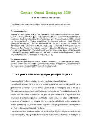 Calaméo - Compte-rendu réunion de travail : mises en réseaux
