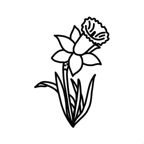 Daffodil Flower Outline SVG Easter Flower Cutting File - Etsy