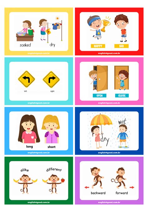 Opposites Flashcards English Good Vocabulary Practice Flashcards Preschool Writing