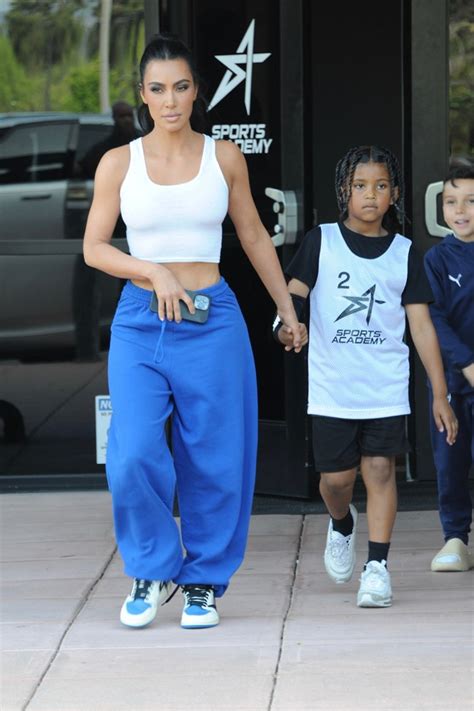 Kim Kardashian Attends Saint Wests Basket Ball Game In Nike Sneakers