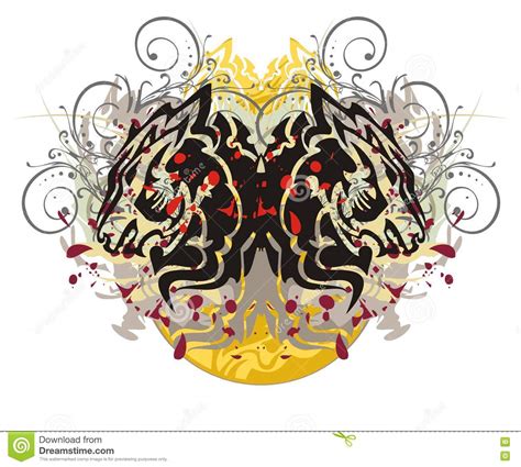 Grunge Wolf Butterfly Stock Vector Illustration Of Floral 75850701