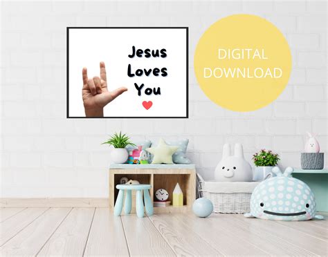 Jesus Loves You Sign Deaf Child Asl I Love You Print Asl Ily Jesus