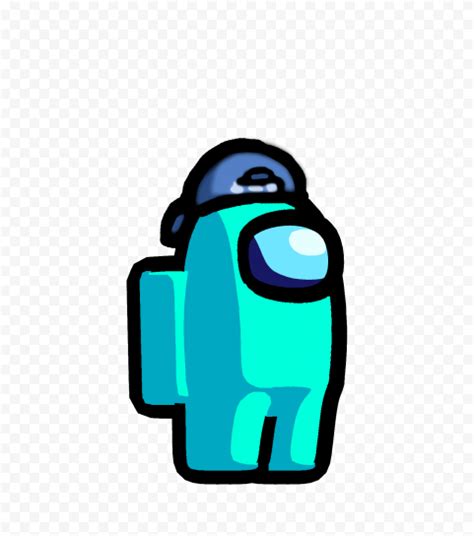 Hd Among Us Crewmate Cyan Character With Backwards Baseball Cap Png