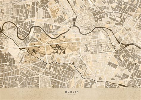 Stadtkarte von Sepia vintage map of Berlin ǀ Alle Stadtkarten und