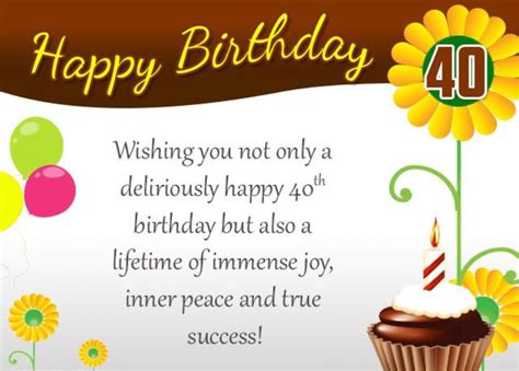 Following are some witty, yet happy 40th birthday sayings for women and men, in general. Birthday Wishes & Messages For 40 Years Old - 40th Birthday Wishes