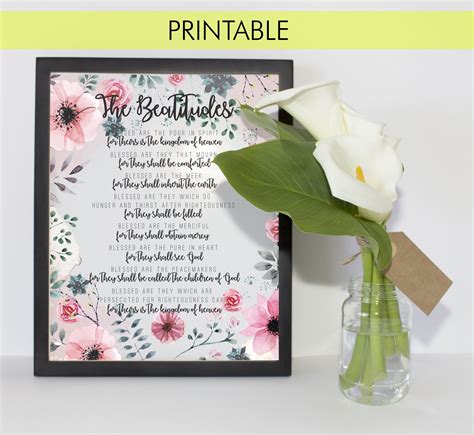 (if image is too large for paper, select fit to page). Printable The Beatitudes Bible pdf file instant download Sermon on the Mount Print, bible verse ...