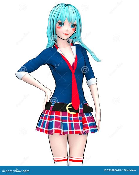3d Japanese Anime Schoolgirl Stock Illustration Illustration Of