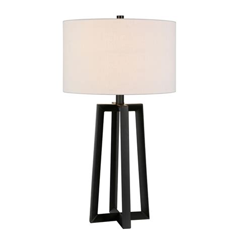 Evelynandzoe 24 Mid Century Modern Metal Table Lamp With White Drum