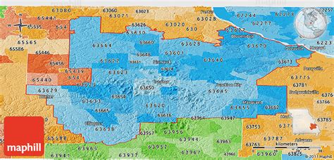 Political Shades Panoramic Map Of Zip Codes Starting With 636