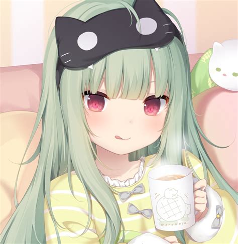 Cute Anime Girl Drinking Hot Chocolate Eva266sgallery