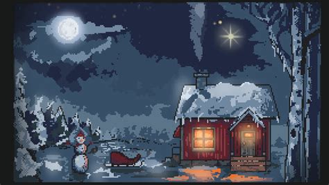 Artstation Pixel Art Winter Christmas Scenery