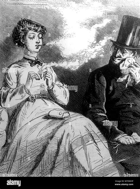 Woman Smoking A Menthol Cigarette 1860 Artist Unknown Stock Photo