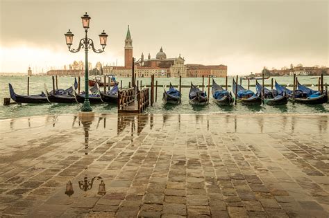 Venice Italy San Giorgio Maggiore Island Marina Gondolas Sea