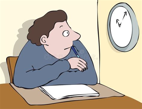 Watching Clock Stock Vector Illustration Of Exam Cartoon