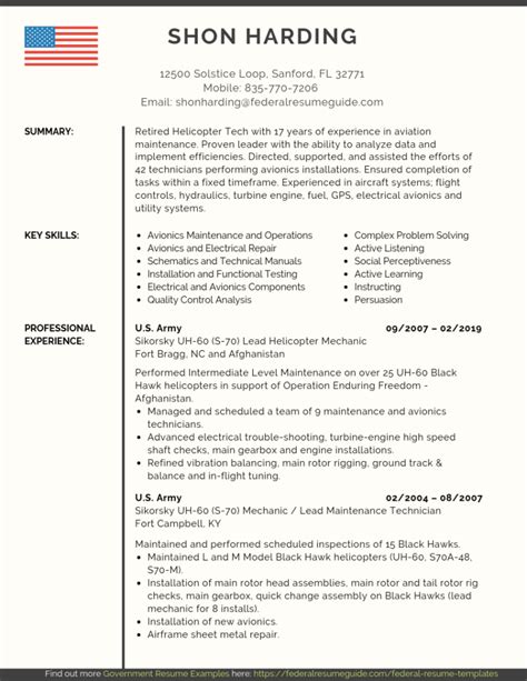 Military To Civilian Resume Examples Template Pdf Word Federal