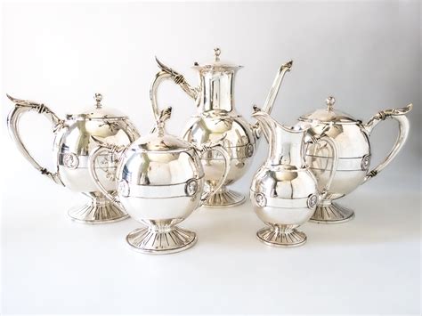 Antique Silver Plate Tea Set Medallion Coffee Service Gorham Mfg Co