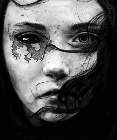 Art Portrait Digital Painting Black And White Drawing Dessin