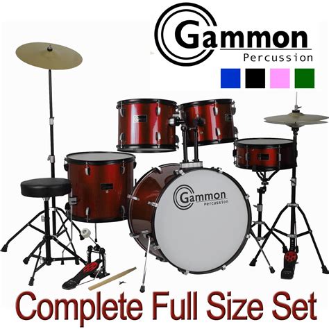 Gammon Percussion Battlebk New Drum Set 5 Piece Complete Full Size With