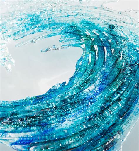 Fused Glass Wave Fused Glass Wall Art Broken Glass Art Fused Glass Art