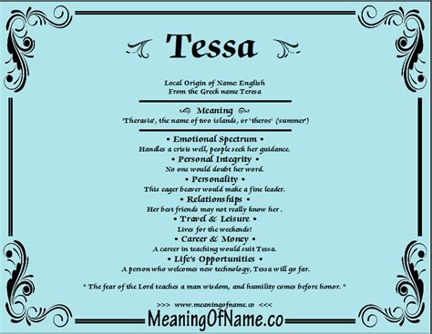 Tessa Meaning Of Name