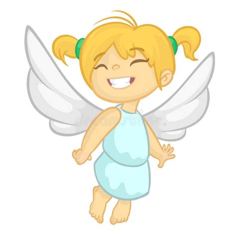 Cartoon Cute Happy Christmas Angel Character Vector Illustration