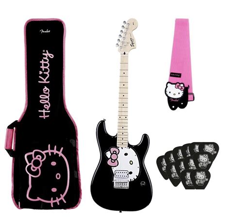 Hello Kitty Electric Guitar W Gig Bag Strap And Picks By Fender Rare Set Ebay