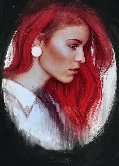 Арт девушки с красными волосами 86 фото