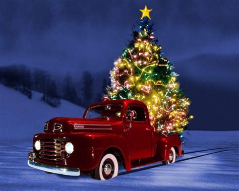 Truck And Christmas Tree Christmas Wallpaper Backgrounds Country