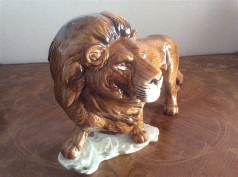 Large Vintage German Majolica Lion Figurine Perfect Gm923