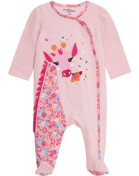 Grenouillère Bébé Fille En Molleton Rose Pâle Pyjama Bébé Dpam