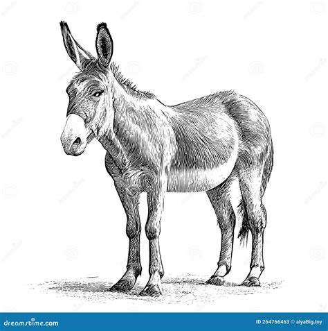 Donkey Sketch Vector Graphics A Monochrome Graphic The Head Peeking