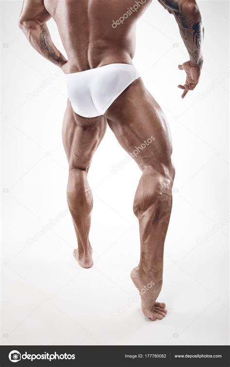Strong Athletic Man Fitness Model Torso Showing Naked Muscular L Stock