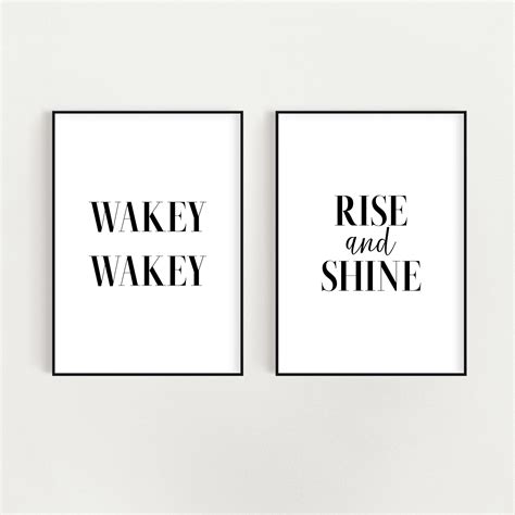 Set Of 2 Wakey Wakey And Rise And Shine Wall Prints 4x6 Etsy Uk