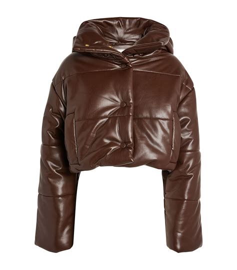 Nanushka Brown Faux Leather Aveline Puffer Jacket Harrods Uk