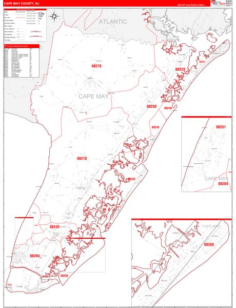 Cape May County Nj Zip Code Wall Map Red Line Style By Marketmaps Hot Sex Picture