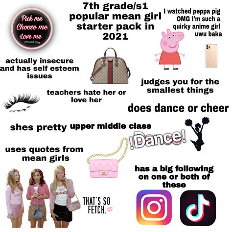 S17th Grade Popular Mean Girl Starter Pack In 2021 Coming From A 13