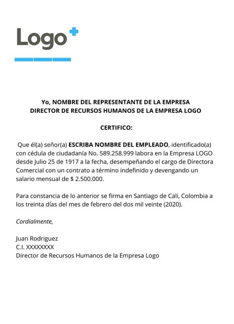 Carta Certificado Laboral Colombia Formato Word 2023